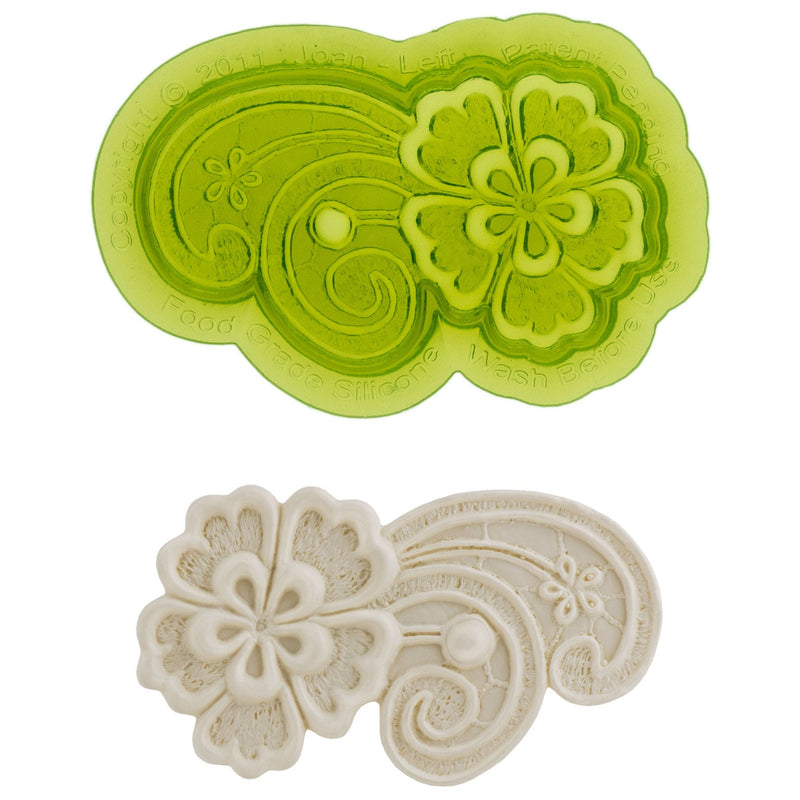 Joan Left Lace Food Safe Silicone Mold for Fondant Cake Decorating by Marvelous Molds