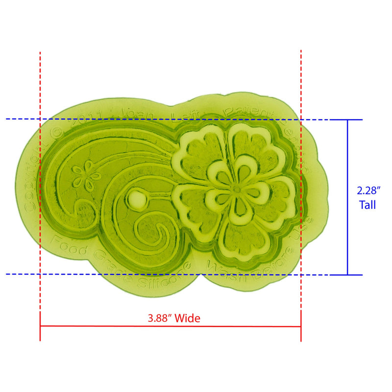 Joan Left Lace Silicone Mold Cavity measures 3.88 inches Wide by 2.28 inches Tall, proudly Made in USA