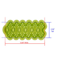 Karen Lace Silicone Mold Cavity measures 6.68 inches wide by 2.58 inches tall, proudly Made in USA