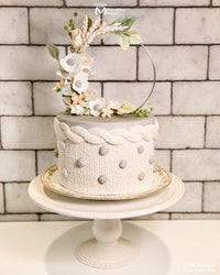 Simple and Elegant Wedding Cake with Knit Decorations made using Cable Knit Border Mold