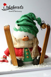 Snowman Cake decorated with the Cable Knit Border Mold by Marvelous Molds