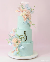 Tiffany or Mint Blue Birthday Cake Decorated Using the Marvelous Molds Kelly Lace Silicone Border Mold