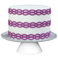 Decorated Cake Image showing the Lovely Links Food Safe Silicone Onlay for Fondant Cake Decorating by Marvelous Molds