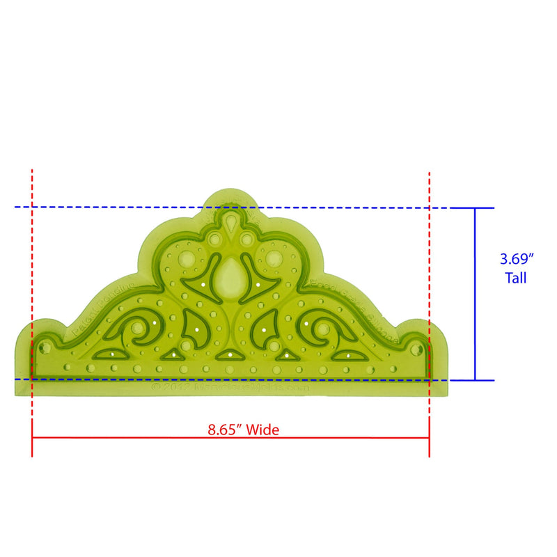 Majestic Princess Tiara Silicone Mold Cavity measures 8.65 inches WIde by 3.69 inches Tall, proudly Made in USA