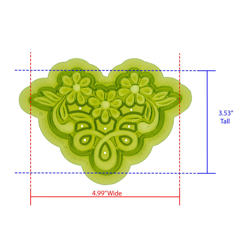 Martha Lace Silicone Mold Cavity measures 4.99 inches Wide by 3.53 inches Tall, proudly Made in USA