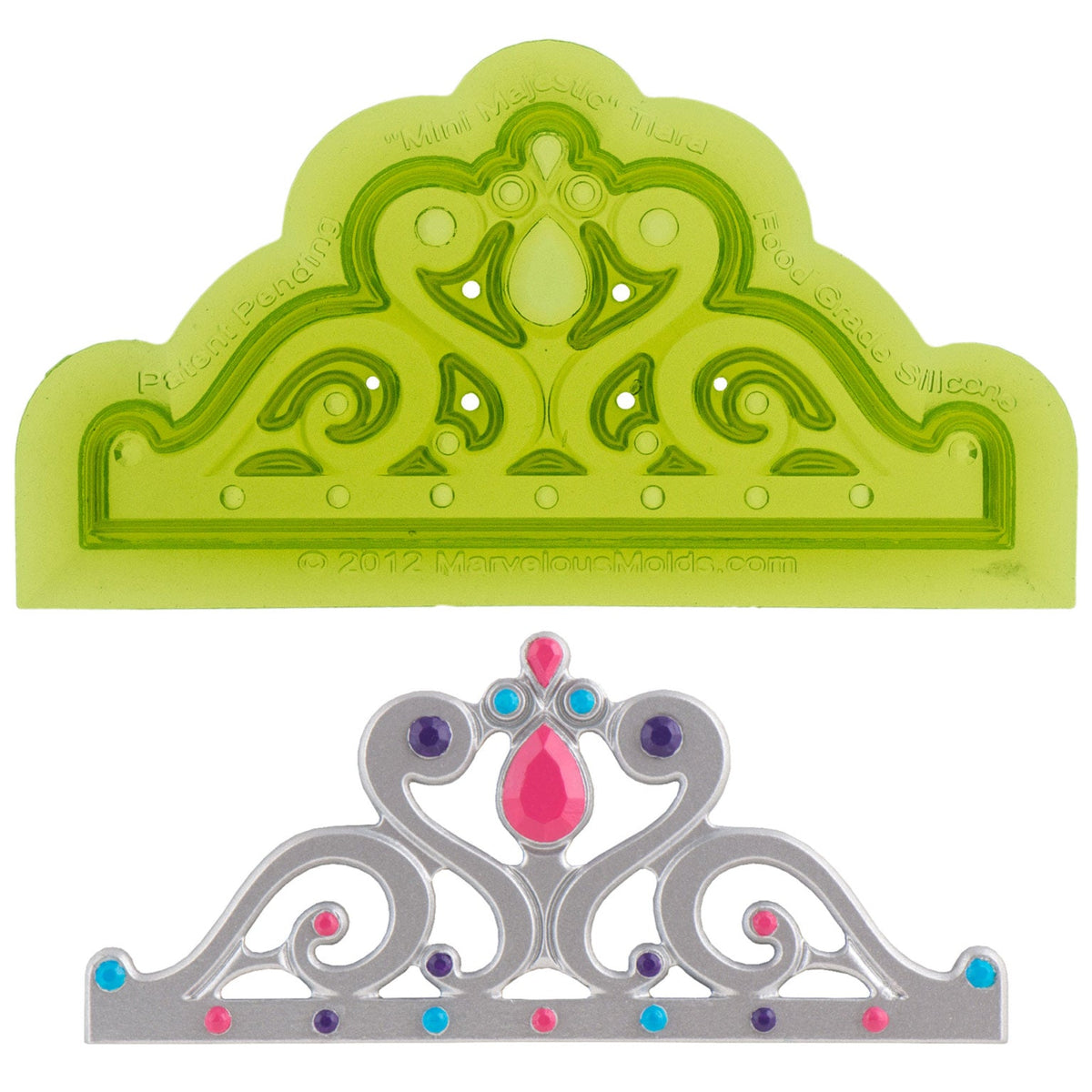 Mini Majestic Princess Tiara Food Safe Silicone Mold for Fondant Cake Decorating by Marvelous Molds