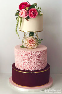 Floral Wedding Cake Decorated with Marvelous Molds Rosette Ruffle Simpress Silicone Mold