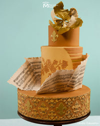 Musical Themed Wedding Cake Decorated Using the Bird with Blossoms Classical Silicone Onlay Cake Stencil
