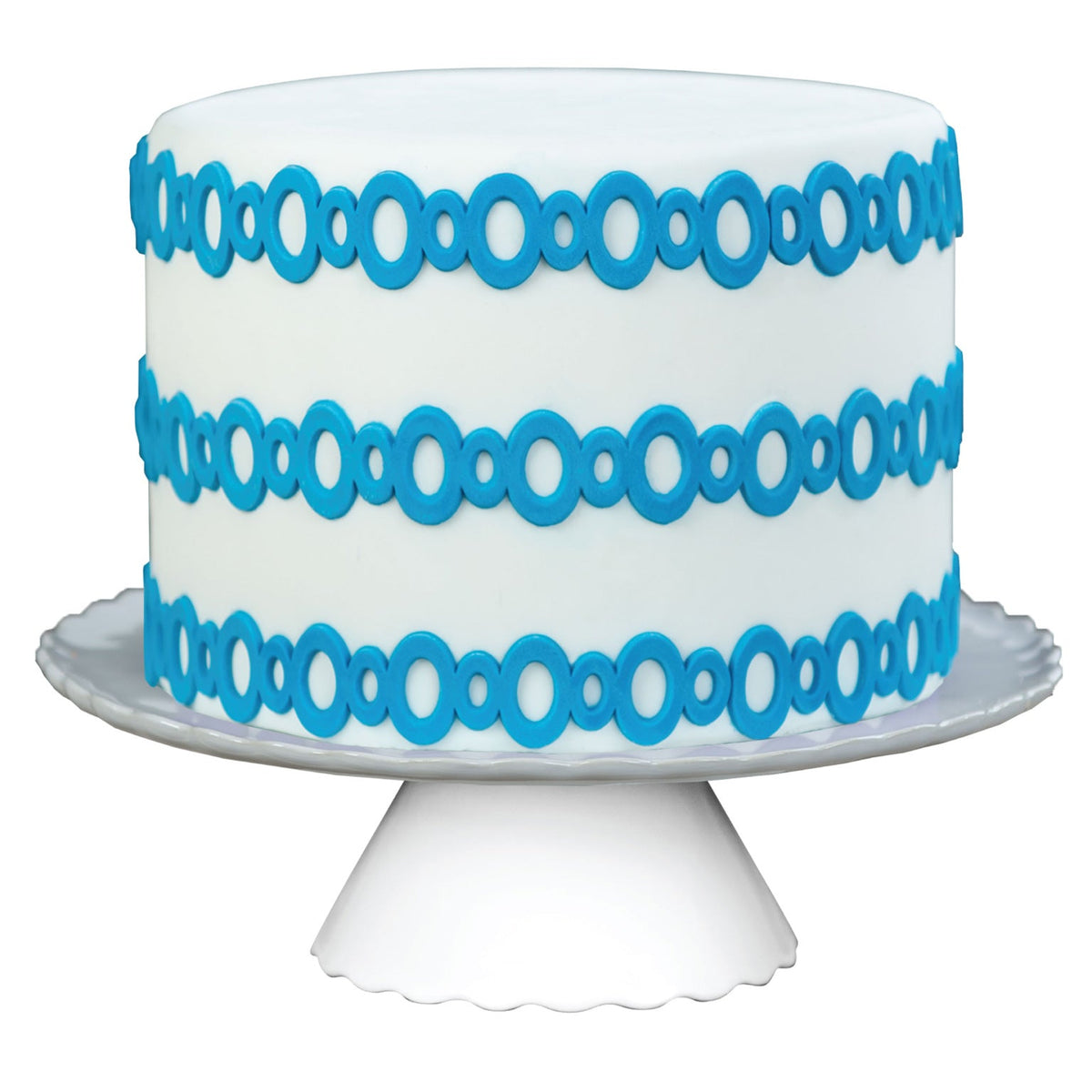 Decorated Cake Image showing the Ooh La La Food Safe Silicone Onlay for Fondant Cake Decorating by Marvelous Molds