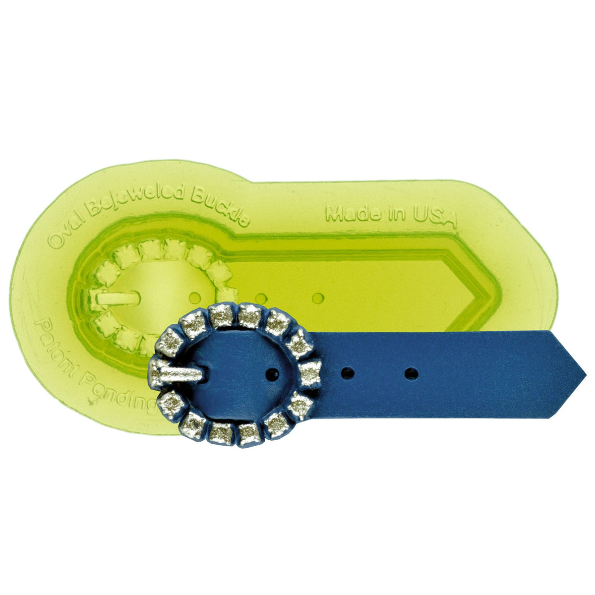Oval Bejeweled Buckle Silicone Sprig Mold for Pottery and Ceramics by Marvelous Molds