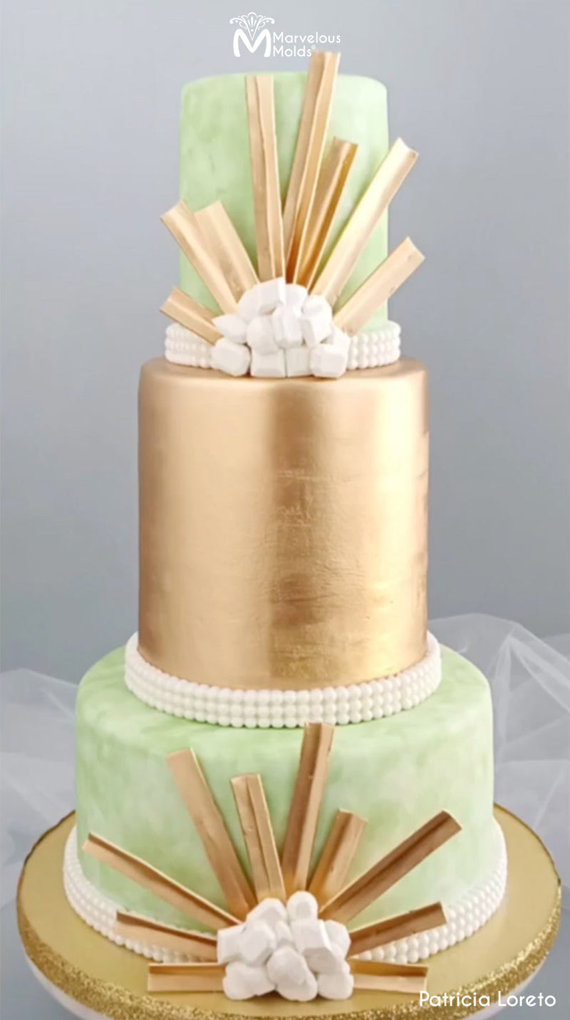 Gatsby Wedding Cake decorated using the Classic Pearl Border by Marvelous Molds