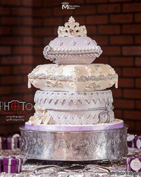 Plush Pillow White Wedding Cake Decorated with the Marvelous Molds Mini Fleur De Lis Silicone Mold