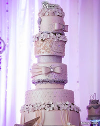 Luxurious White Wedding Cake Decorated Using the Marvelous Molds Karla Lace Silicone Cake Mold