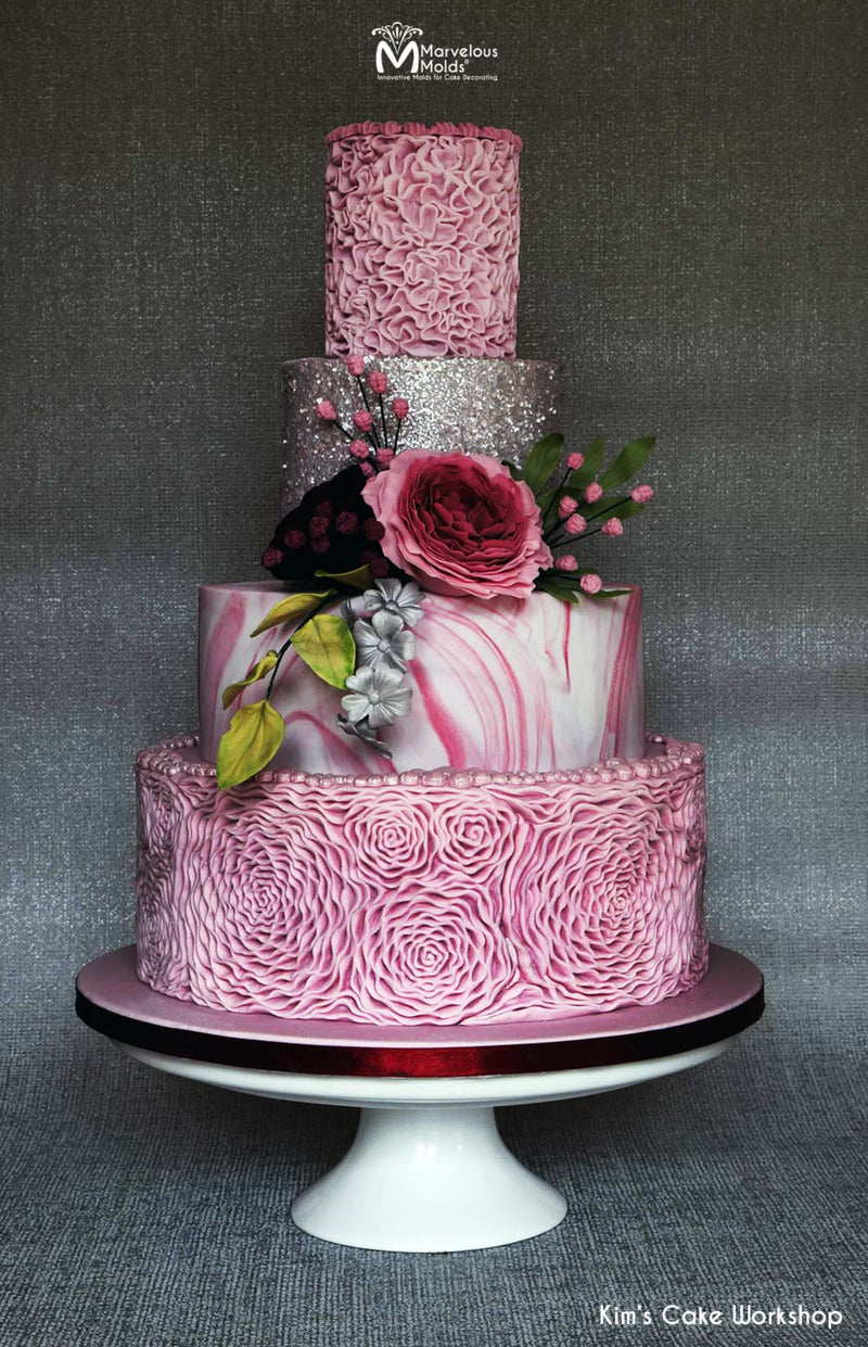 Marvelous Molds Romantic Ruffle Simpress Silicone Mold Cake Decorating Fondant Gum Paste Icing