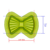 Pleated Bow Silicone Mold Cavity Measures 2.08 inches Wide by 1.33 inches Tall, proudly Made in USA