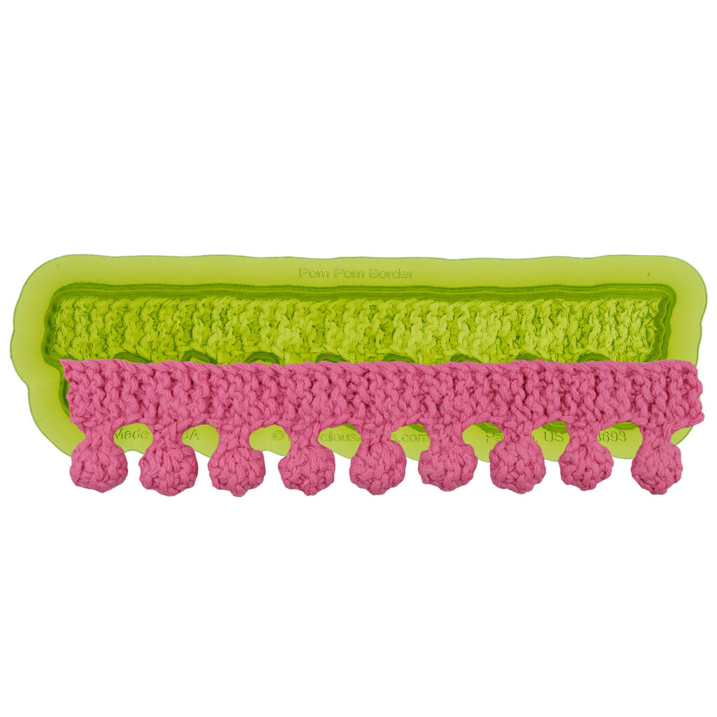 Pom Pom Knit Border Silicone Sprig Mold for Resin Crafts and Ceramics by Marvelous Molds