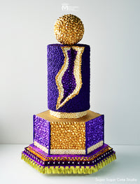 Purple and Gold Geode Styled Cake, Decorated Using the Marvelous Molds 