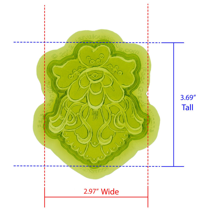 Rebecca Lace Silicone Mold Cavity measures 2.97 inches Wide by 3.69 inches Tall, proudly Made in USA