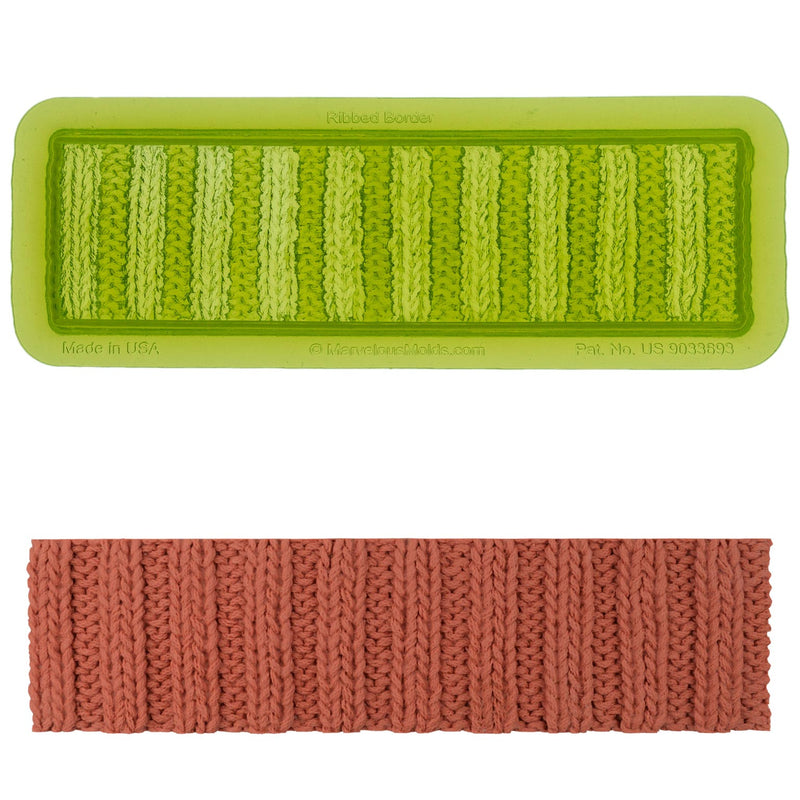 Ribbed Knit Border Food Safe Silicone Mold for Fondant Cake Decorating by Marvelous Molds