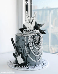 Rock and Roll Themed Cake Decorated Using the Spike Strap Silicone Mold by Marvelous Molds