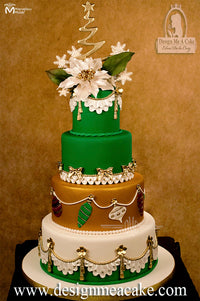 Holiday Cake Decorated Using the Marvelous Molds Grand Tassel Drop Silicone Mold for Borders