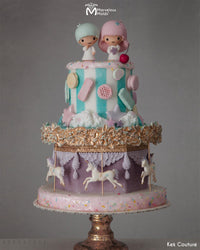 Carousel Birthday Cake Decorated Using the Marvelous Molds Ruffle Swag Silicone Mold for Cake Decorating