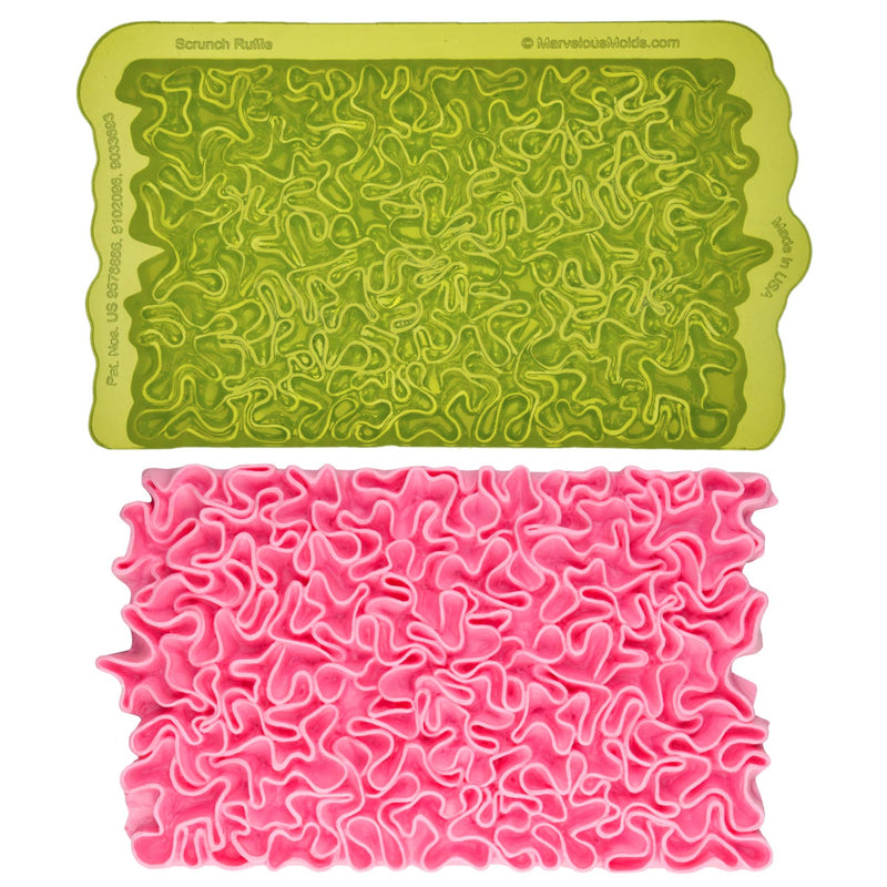Scrunch Ruffle Food Safe Silicone Simpress Mold for Fondant Cake Decorating by Marvelous Molds