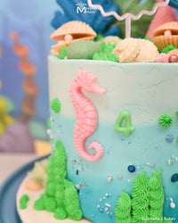Pink Seahorse Cake Decoration Created Using the Seahorse Silicone Mold by Marvelous Molds