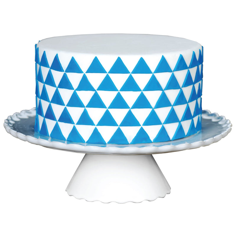 Decorated Cake Image Showing the Simply Triangles Food Safe Silicone Onlay for Fondant Cake Decorating by Marvelous Molds