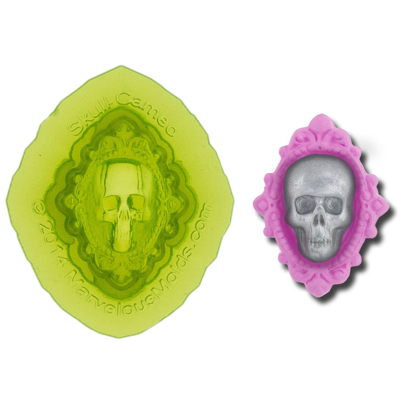 Skull Cameo Food Safe Silicone Mold for Fondant Cake Decorating by Marvelous Molds