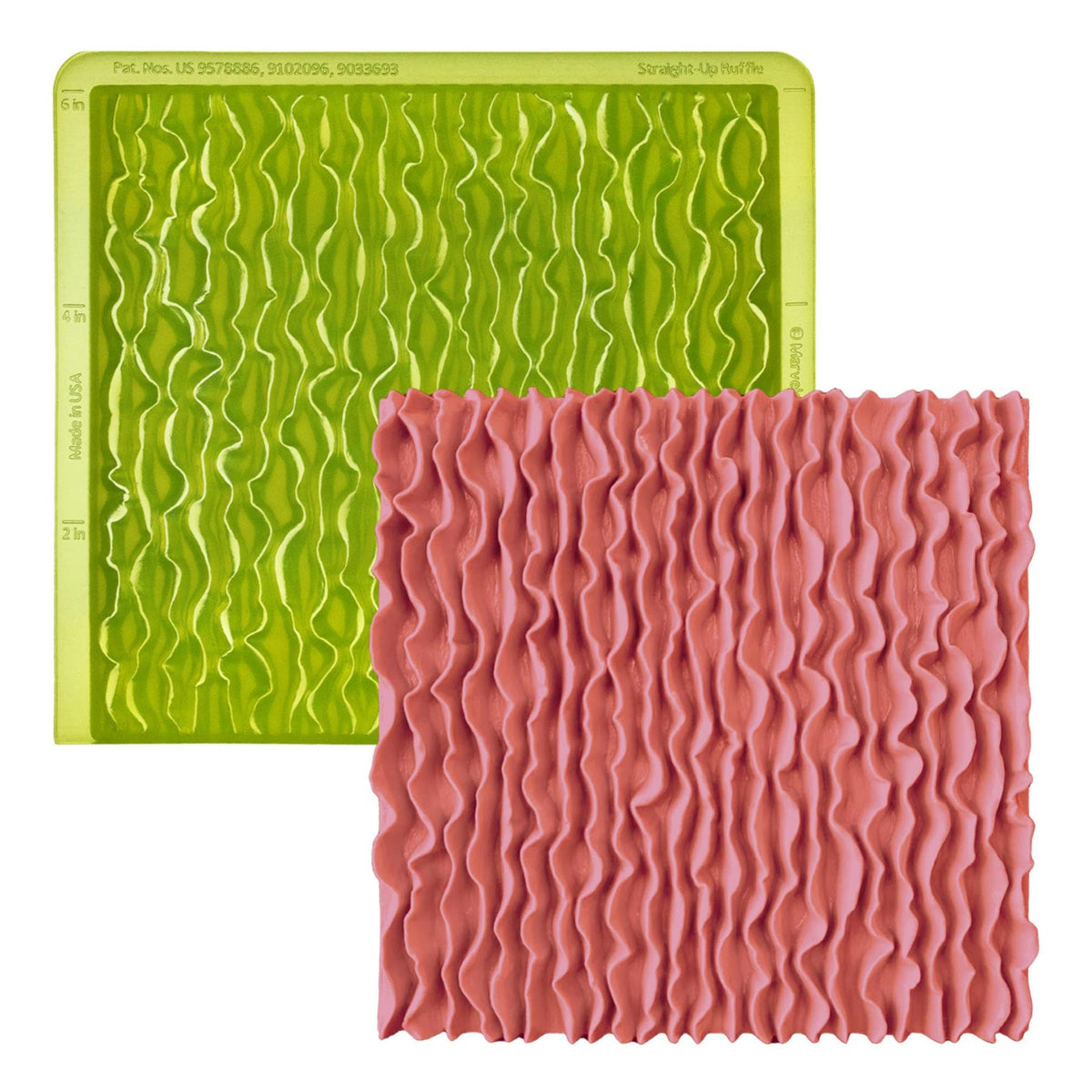 Straight Up Silicone Simpress, Texture Mat, Sprig Mold for Ceramics by Marvelous Molds