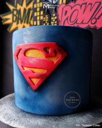 Superman DC Themed Birthday Cake Decorated Using the Goosebumps Impression Mat by Marvelous Molds