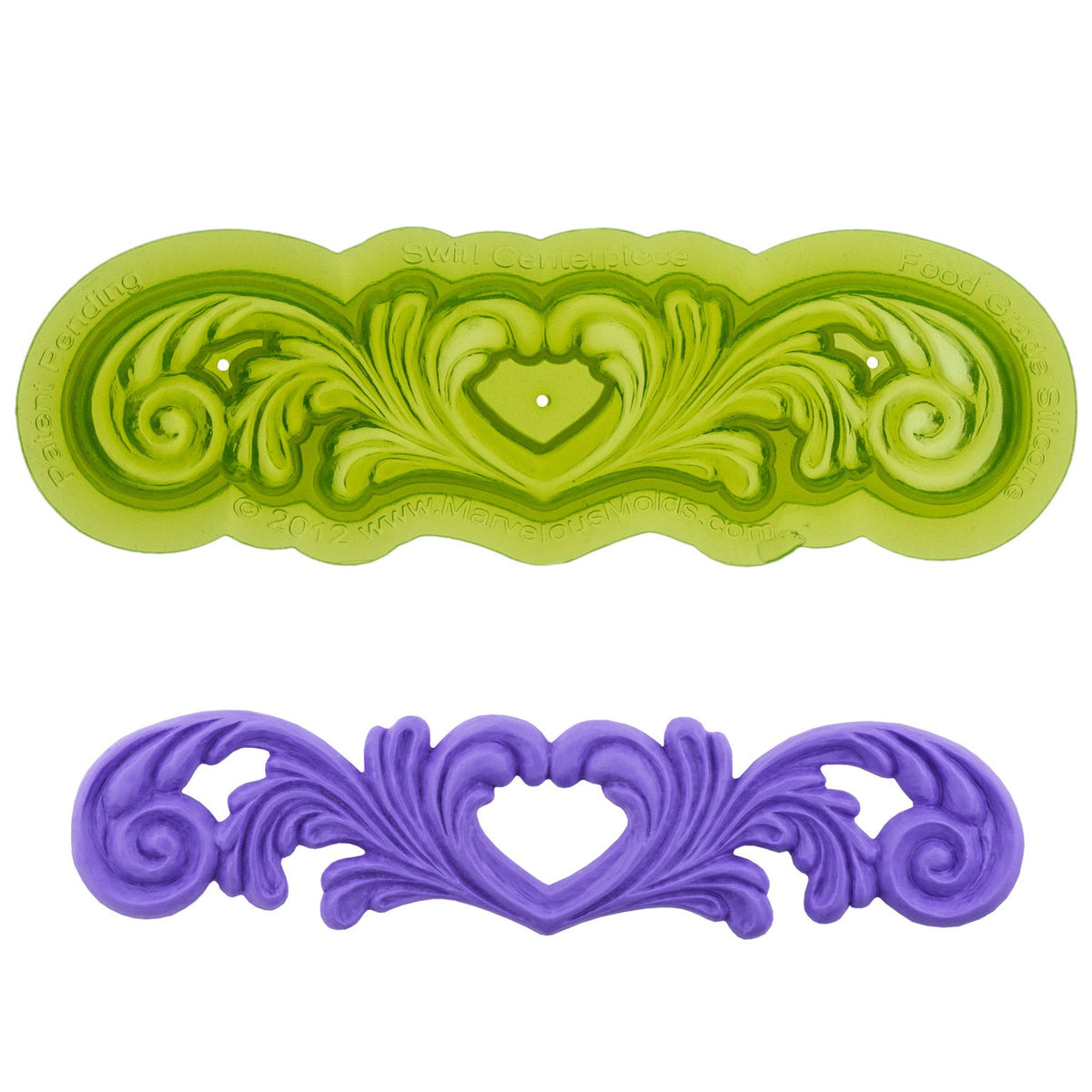 Swirl Centerpiece Scroll Food Safe Silicone Mold for Fondant Cake Decorating by Marvelous Molds