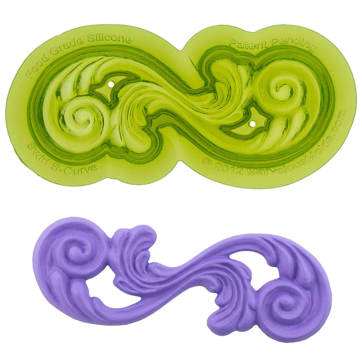 Swirl S-Curve Scroll Food Safe Silicone Mold for Fondant Cake Decorating by Marvelous Molds