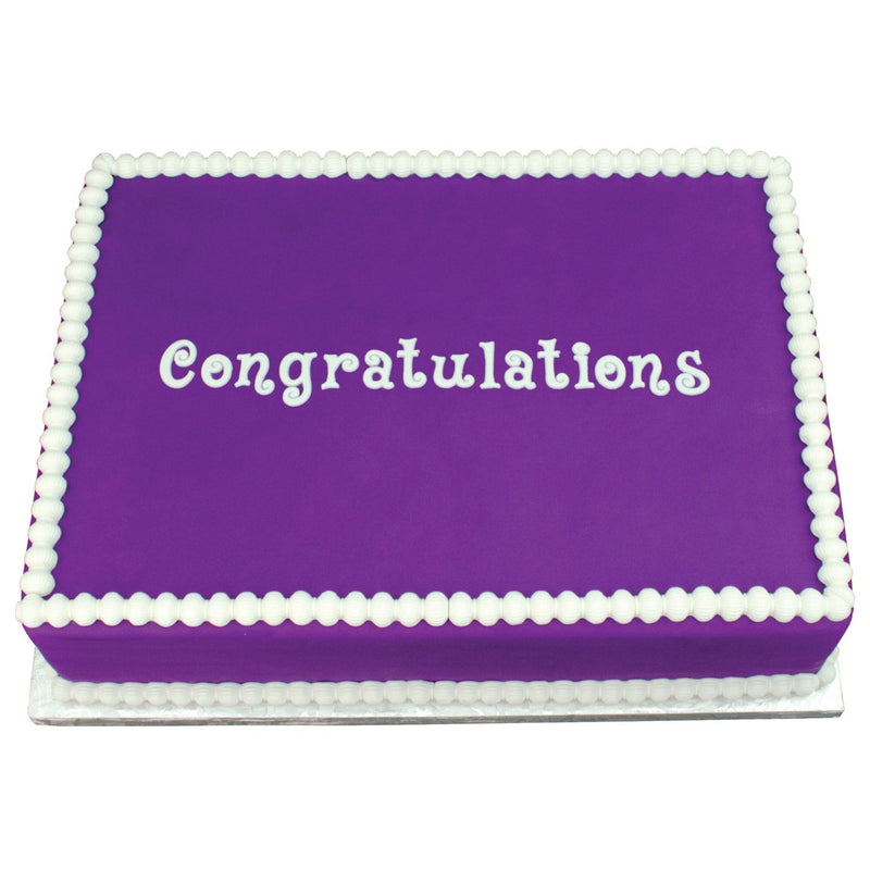 Decorated Cake using Swirly Congratulations Flexabet Food Safe Silicone Letter Maker by Marvelous Molds