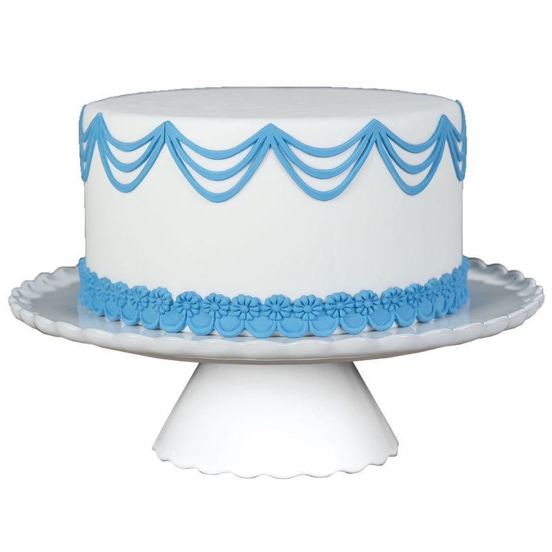 Decorated Cake Image Showing the Triple Drop String Food Safe Silicone Onlay for Fondant Cake Decorating by Marvelous Molds