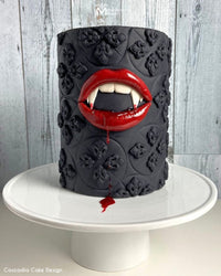 Vampire and Fleur De Lis Cake Decorated Using the Marvelous Molds Fleur De Lis Silicone Mold