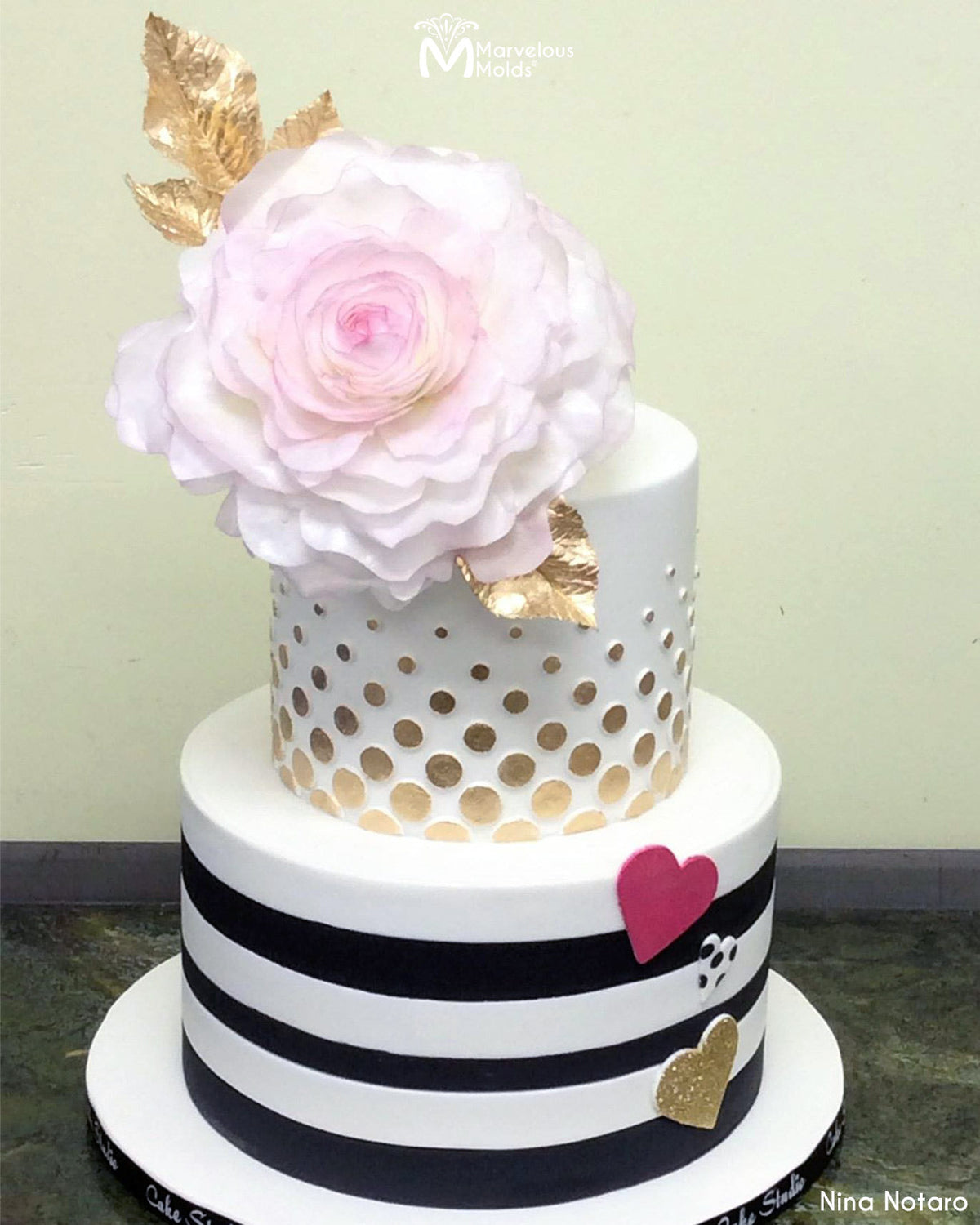 Polka Dot Wedding Cake Decorated with Sparkling Bubbles Silicone Mold by Marvelous Molds 