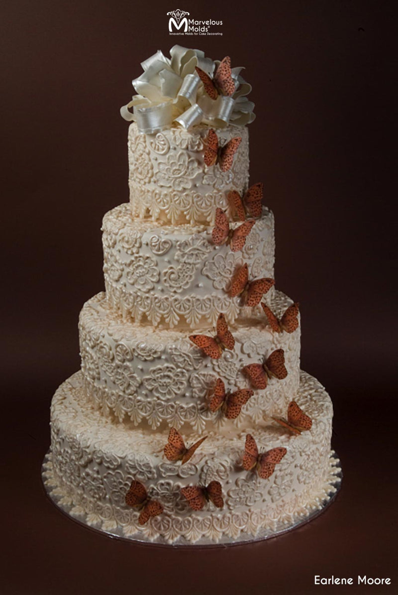 Butterfly Extravagant Wedding Cake with Marvelous Molds Betty Lace Mold