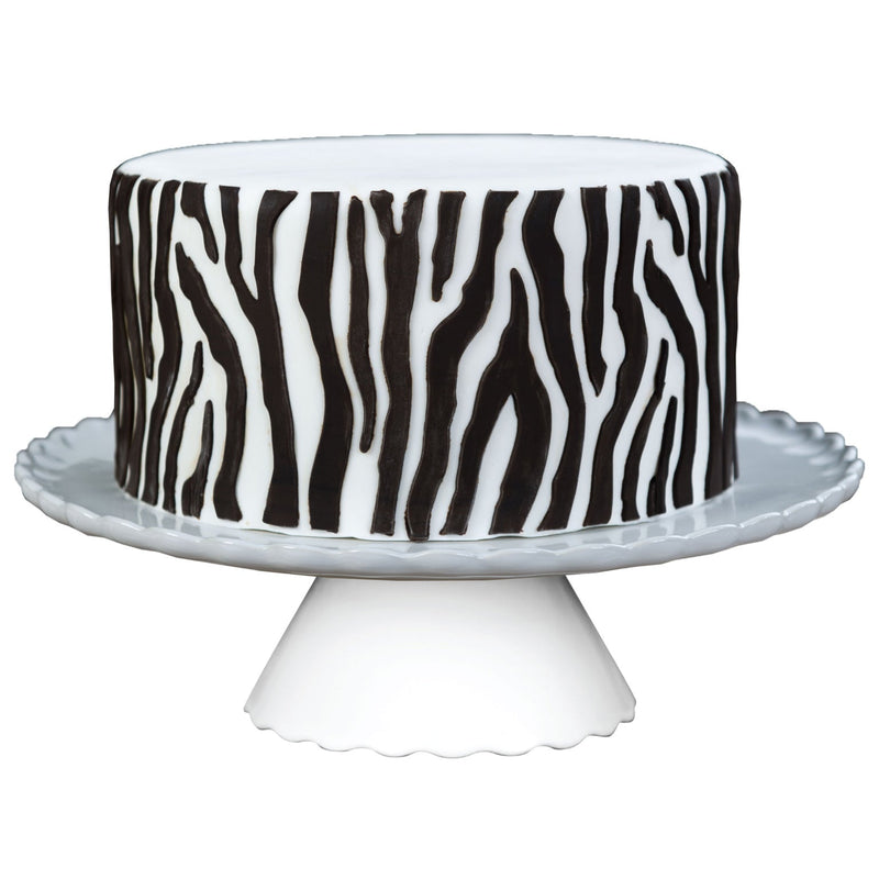 Decorated Cake Image showing the Zebra Silicone Onlay® for Fondant Cake Decorating by Marvelous Molds